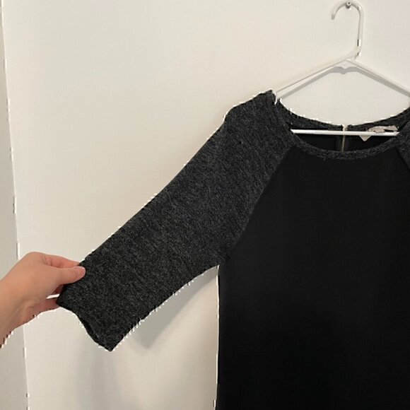 ANN TAYLOR LOFT Raglan Sleeve Colorblock Shift Dress Black Marled 3/4 Sleeve 12 - Picture 6 of 13